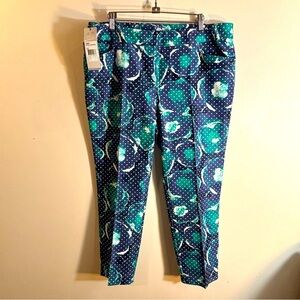 ADIDAS Golf Sz XL Floral Polka Dot Pull on Capri Pants in Blue and Green NEW